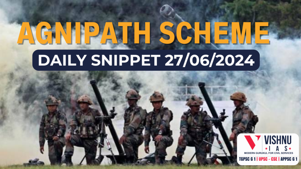 Agnipath (or Agniveer) aims to recruit youth into the armed forces for a short service commission. The duration of this commission is 4 years.