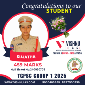 Congratulations to our student Sujatha who scored 459 Marks in TGPSC Group 1 Results 2025