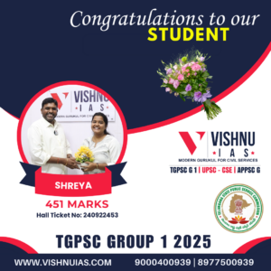 Congratulations to our student Shreya who scored 451 Marks in TGPSC Group 1 Results 2025