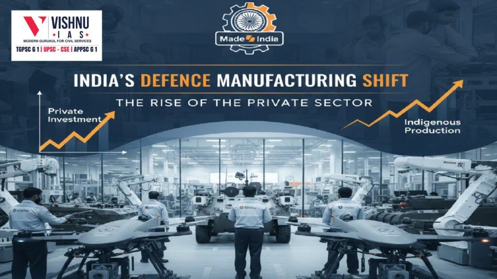 India’s defence manufacturing ecosystem is being reshaped by the domestic private sector. This blog examines how private firms are transforming India from a major arms importer into a global defence manufacturing hub, while analysing persistent regulatory hurdles that still constrain exports, innovation, and scale.