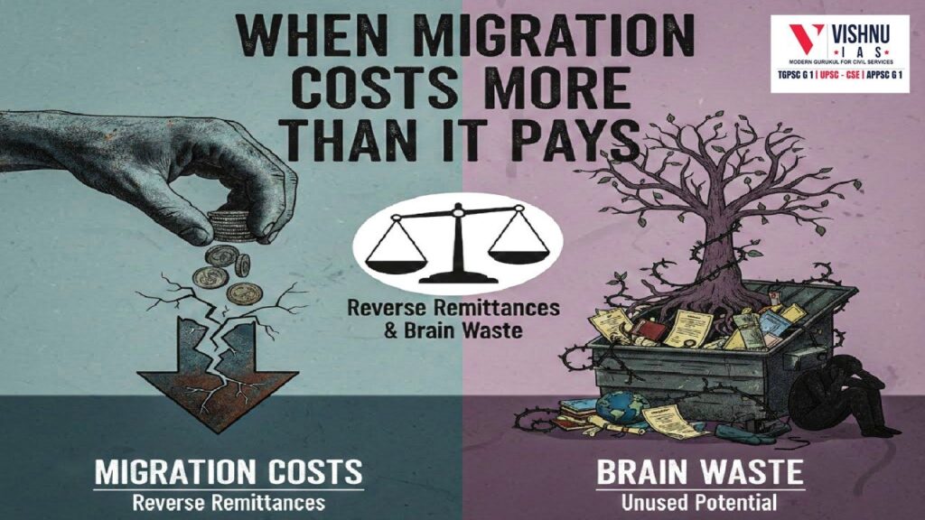 Reverse remittances and brain waste in Indian student migration are reshaping the idea of migration as national wealth creation. This blog examines how self-financed overseas education challenges traditional remittance-led development narratives.