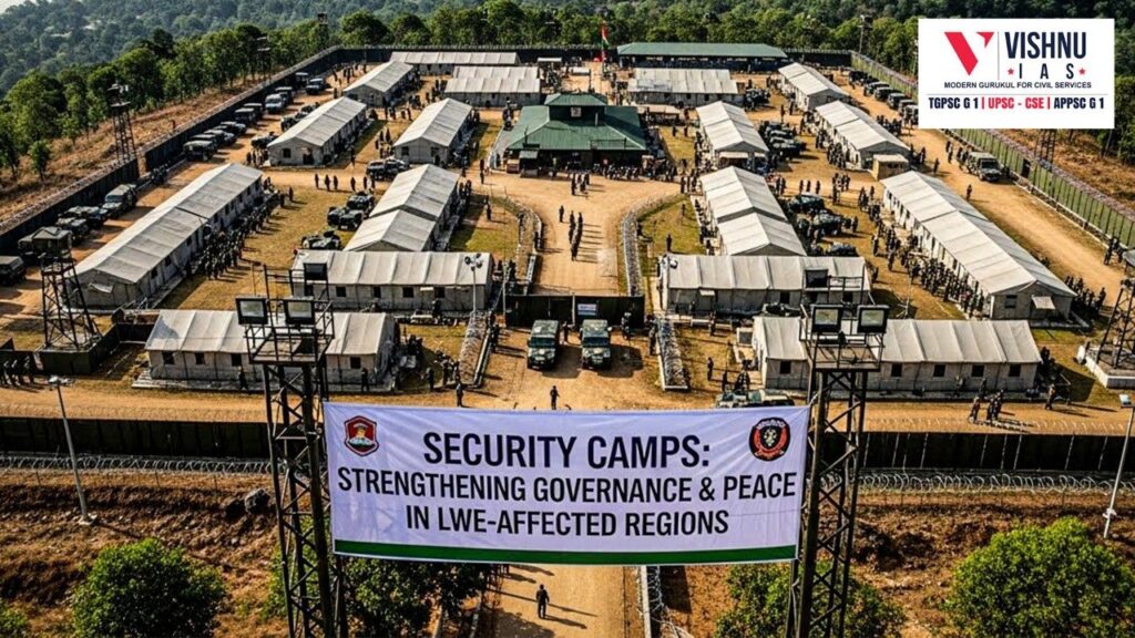 Security camps in Left Wing Extremism affected areas play a crucial role in restoring governance, improving security, boosting welfare delivery and building long-term peace. Learn how they address both security and governance deficits in LWE-affected regions.