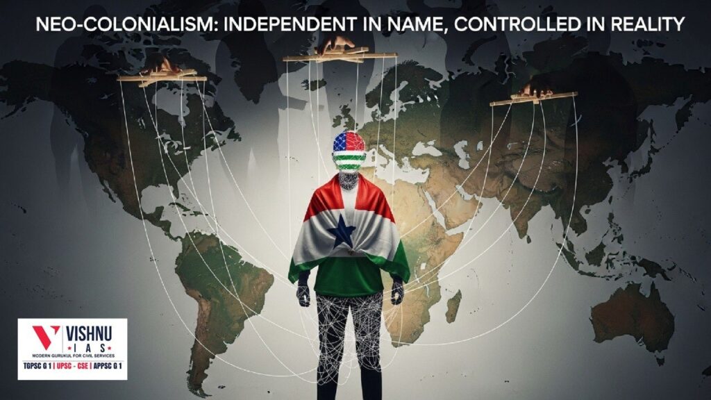 Neo-colonialism explains how states remain sovereign in law but are controlled through economic dependence, sanctions, finance, and strategic coercion.