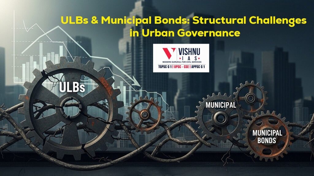 Institutional and Administrative Bottlenecks in Urban Local Bodies significantly limit their ability to leverage municipal bonds and private capital effectively. This article examines fiscal decentralisation constraints, weak creditworthiness, administrative capacity gaps, and structural inequities affecting ULB financing in India.