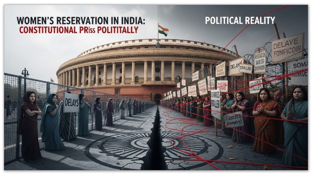 The Women’s Reservation Bill since 1996 has undergone nearly three decades of debate, political resistance, and constitutional transformation. Explore its historical evolution, the 106th Constitutional Amendment Act, 2023, and the current roadblocks linked to Census and delimitation delaying implementation.