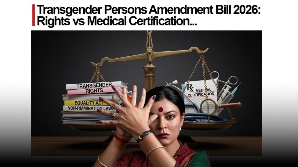 Transgender Persons Amendment Bill 2026 challenges the NALSA judgment by removing self perceived gender identity and introducing medical board certification, raising concerns on rights, dignity, and privacy in India.