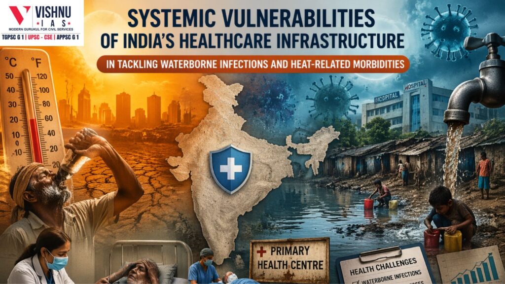 Systemic vulnerabilities of India’s healthcare infrastructure in managing waterborne infections and heat-related morbidities—key insights for UPSC preparation.
