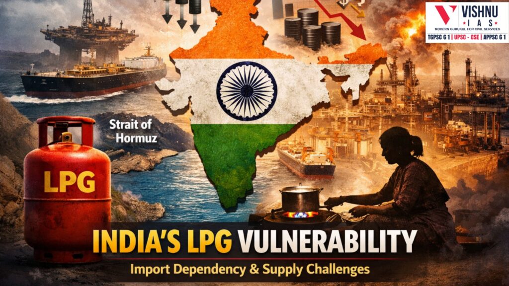 India’s LPG vulnerability reflects a structural mismatch between demand and supply, driven by high import dependency and household consumption concentration. Learn how India’s LPG vulnerability impacts energy security and economic stability.