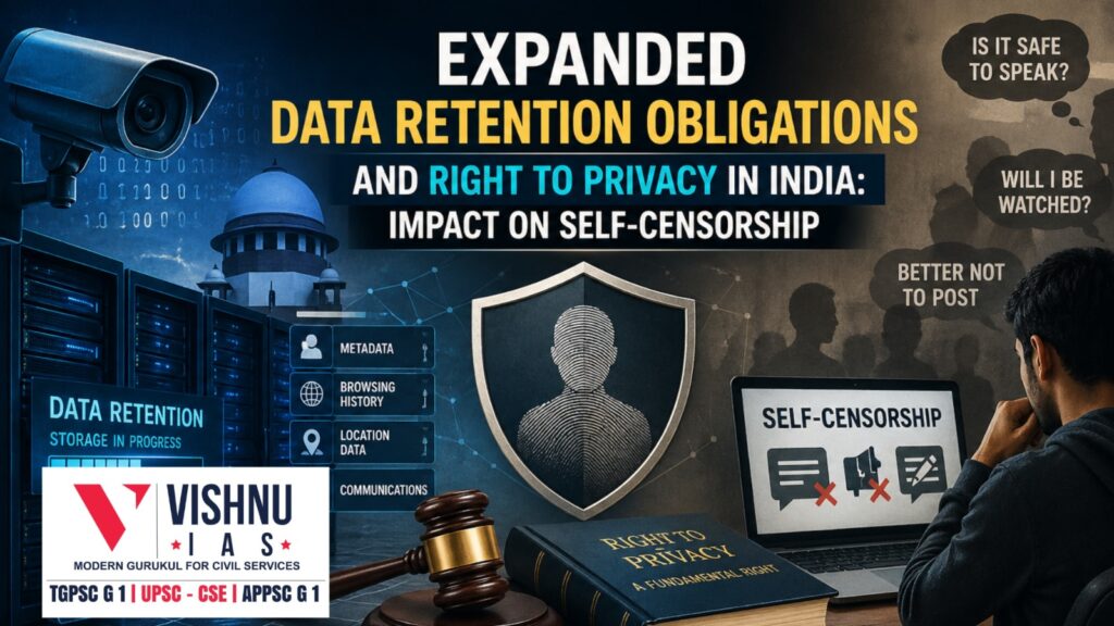 Expanded Data Retention Obligations and Right to Privacy is a critical issue in India’s digital governance. This article analyses how increased data storage mandates impact user privacy, state surveillance, and self-censorship among digital users, while balancing security needs with constitutional safeguards.