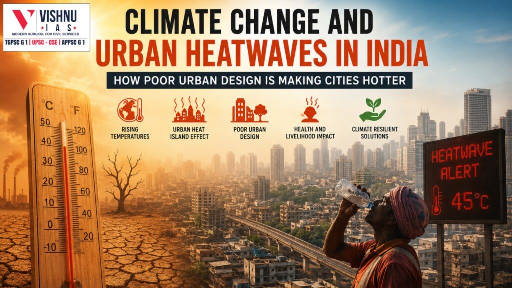 Climate Change and Urban Heatwaves in India are becoming a major environmental and public health challenge. Learn how rising temperatures, poor urban planning, and the Urban Heat Island effect are increasing heatwave intensity and mortality across Indian cities.