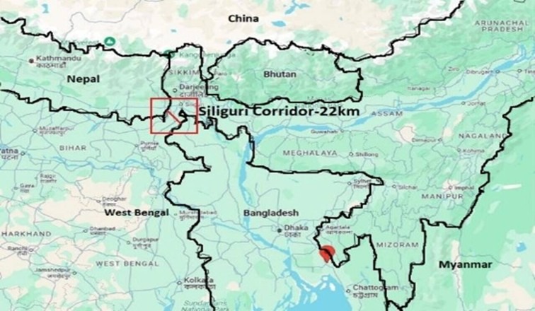Siliguri Corridor strategic location near Sikkim and Doklam
